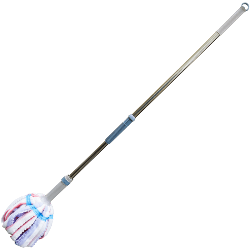 Set mop cu benzi, absorbant, din microfibra, 35.5 x 20 CM, cu stoarcere pe maner si coada metalica 103.5 CM